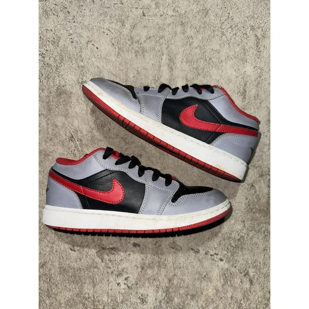 Nike Jordan 1 Low Cement Fire Red Shoes 553560-060 GS 4 /WMNS 5.5‎